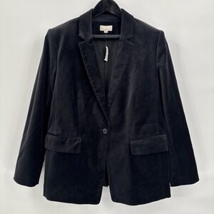 NEW LOFT ANN TAYLOR BLACK VELVET MODERN BLAZER JACKET SIZE 16